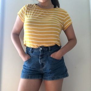 Striped Mustard Soft & Sexy T Shirt